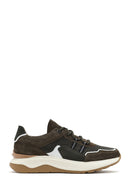Men's Khaki Lace-up Thick-Sole Leather Sneaker | Derimod