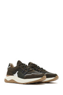 Men's Khaki Lace-up Thick-Sole Leather Sneaker | Derimod