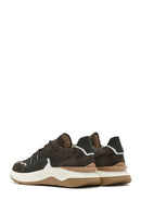 Men's Khaki Lace-up Thick-Sole Leather Sneaker | Derimod