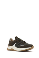 Men's Khaki Lace-up Thick-Sole Leather Sneaker | Derimod