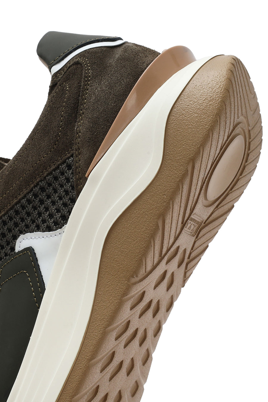 Men's Khaki Lace-up Thick-Sole Leather Sneaker