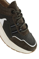 Men's Khaki Lace-up Thick-Sole Leather Sneaker | Derimod