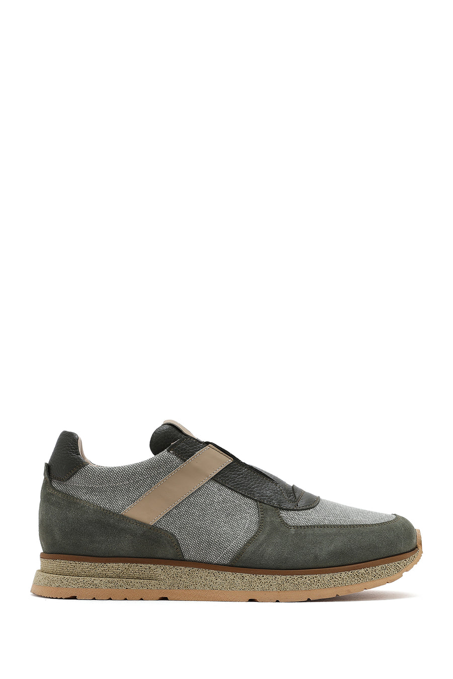Men's Khaki Lace-Up Leather Casual Sneakers 25SFD795114 | Derimod