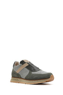 Men's Khaki Lace-Up Leather Casual Sneakers | Derimod
