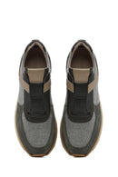 Men's Khaki Lace-Up Leather Casual Sneakers | Derimod