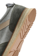 Men's Khaki Lace-Up Leather Casual Sneakers | Derimod