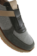 Men's Khaki Lace-Up Leather Casual Sneakers | Derimod