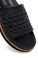 Woman Black Knitted Slippers | Derimod