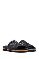 Woman Black Knitted Slippers | Derimod
