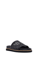 Woman Black Knitted Slippers | Derimod