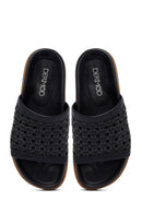 Woman Black Knitted Slippers | Derimod