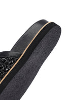 Woman Black Knitted Slippers | Derimod