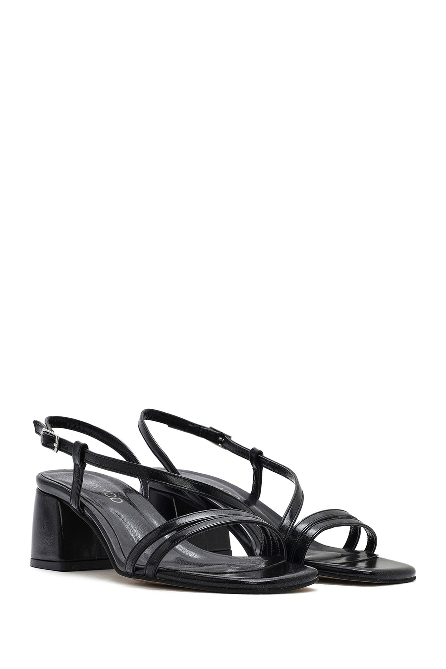 Women's Black Ankle Strap Low Heeled Sandals