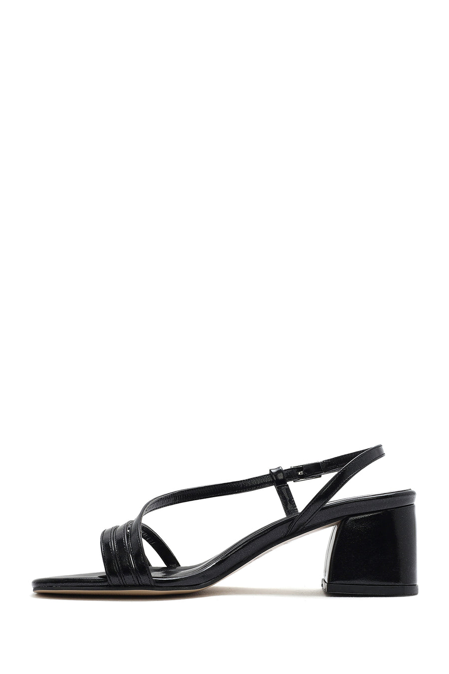 Women's Black Ankle Strap Low Heeled Sandals