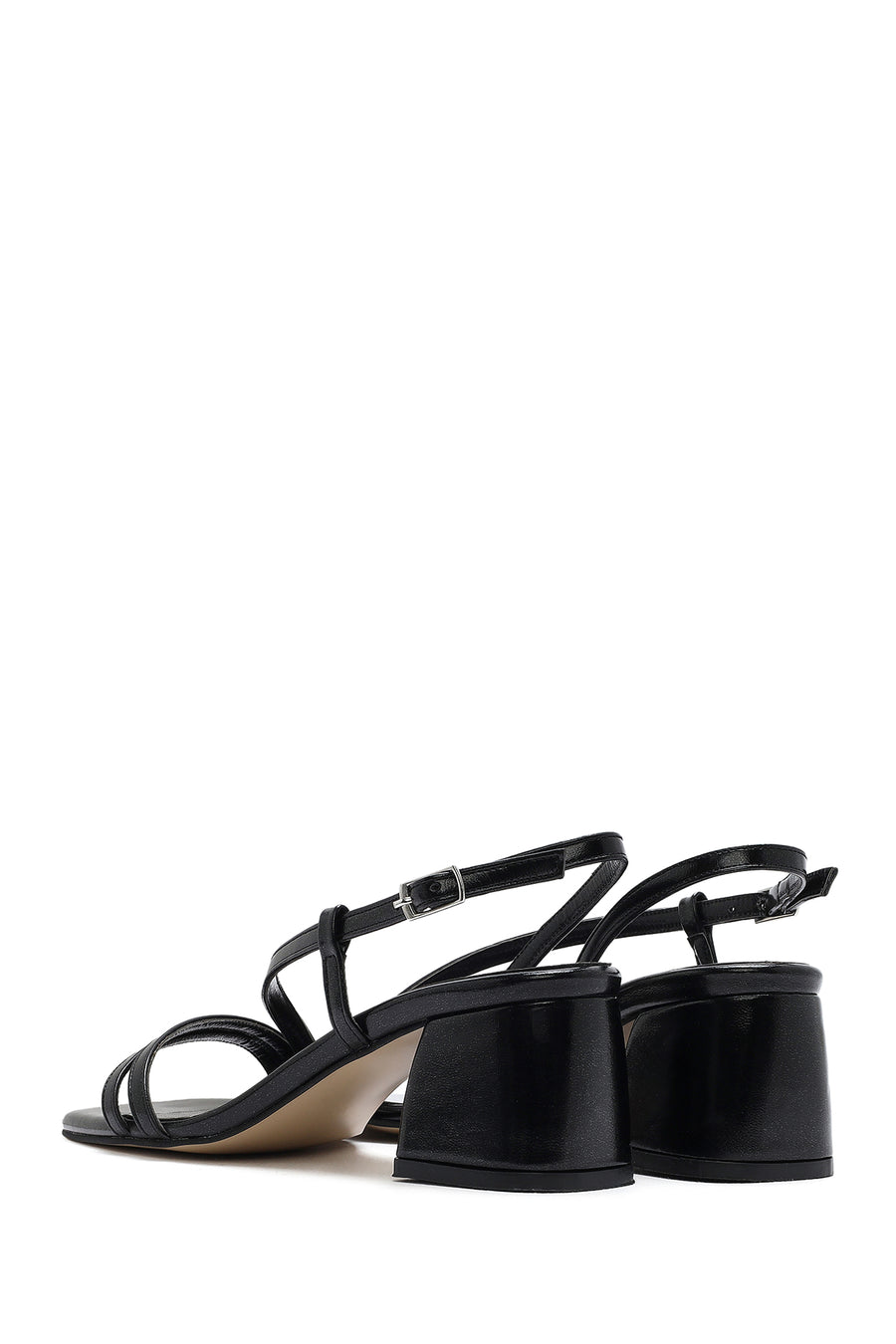 Women's Black Ankle Strap Low Heeled Sandals