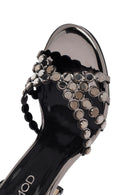 Women's Grey Stone High Thin Heel Sandals | Derimod