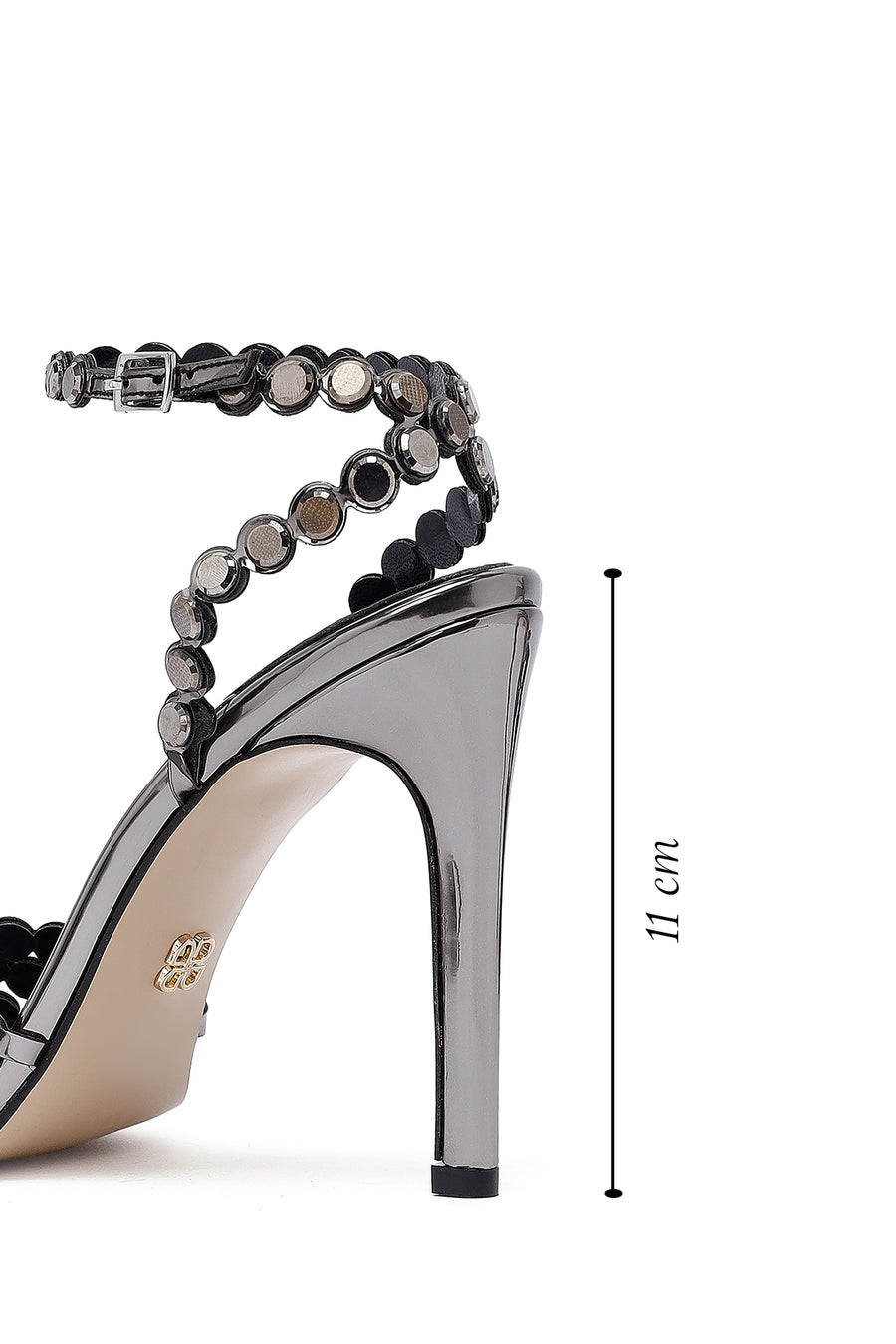 Women's Grey Stone High Thin Heel Sandals
