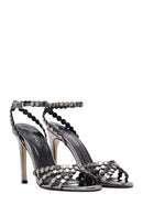 Women's Grey Stone High Thin Heel Sandals | Derimod