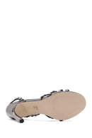 Women's Grey Stone High Thin Heel Sandals | Derimod