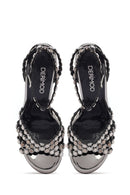Women's Grey Stone High Thin Heel Sandals | Derimod