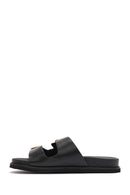 Women's Black Buckled Slippers | Derimod
