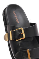 Women's Black Buckled Slippers | Derimod