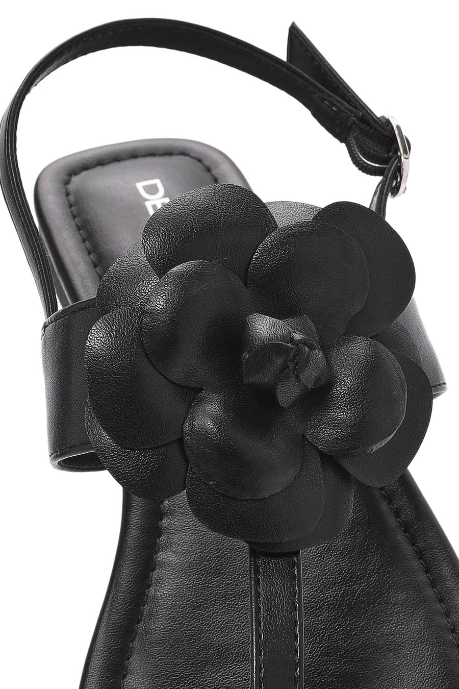 Women's Black Flower Detailed Flip Flop Sandals
