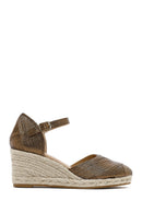 Women's Bronze Ankle Buckle Metallic Wedge Heel Espadrilles | Derimod