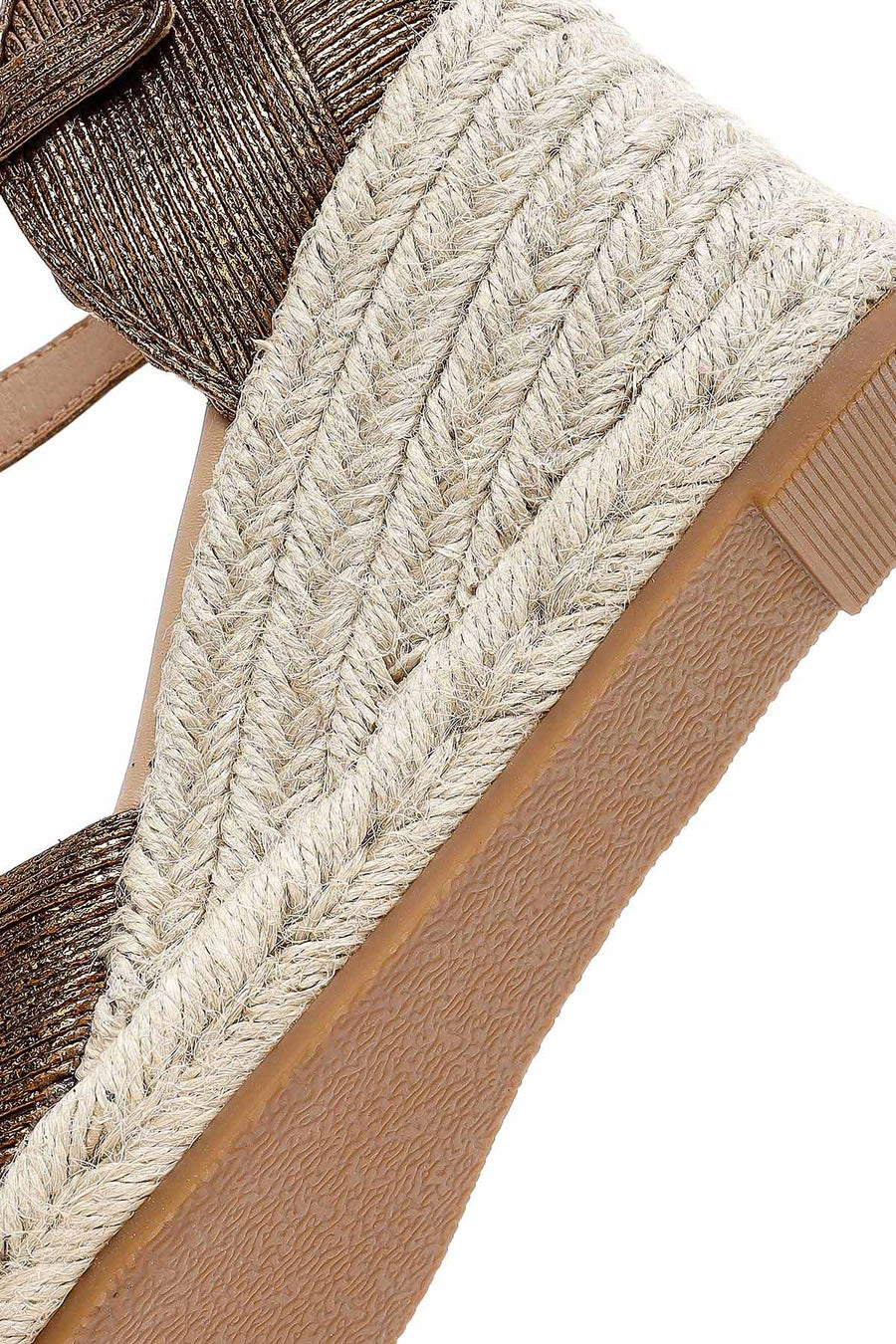 Women's Bronze Ankle Buckle Metallic Wedge Heel Espadrilles