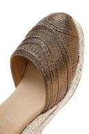 Women's Bronze Ankle Buckle Metallic Wedge Heel Espadrilles | Derimod
