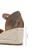 Women's Bronze Ankle Buckle Metallic Wedge Heel Espadrilles | Derimod