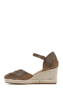 Women's Bronze Ankle Buckle Metallic Wedge Heel Espadrilles | Derimod