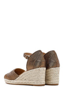 Women's Bronze Ankle Buckle Metallic Wedge Heel Espadrilles | Derimod