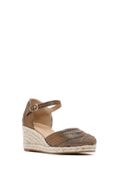 Women's Bronze Ankle Buckle Metallic Wedge Heel Espadrilles | Derimod