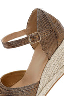 Women's Bronze Ankle Buckle Metallic Wedge Heel Espadrilles | Derimod