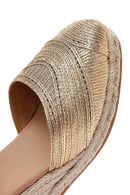 Women's Gold Ankle Buckle Metallic Wedge Heel Espadrilles | Derimod