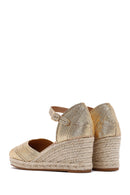 Women's Gold Ankle Buckle Metallic Wedge Heel Espadrilles | Derimod