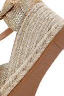 Women's Gold Ankle Buckle Metallic Wedge Heel Espadrilles | Derimod