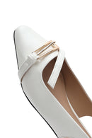 Women's Cream Open Back Classic Ballerinas | Derimod
