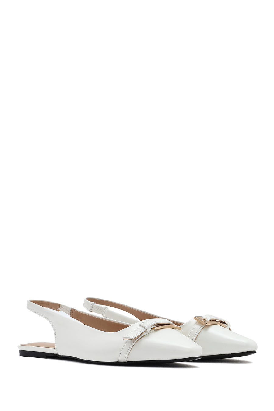 Women's Cream Open Back Classic Ballerinas