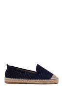 Woman Navy Blue Mesh Suede Espadrilles | Derimod