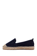 Woman Navy Blue Mesh Suede Espadrilles | Derimod