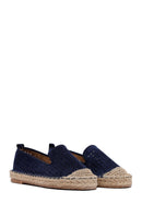 Woman Navy Blue Mesh Suede Espadrilles | Derimod