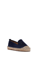 Woman Navy Blue Mesh Suede Espadrilles | Derimod