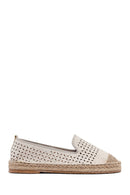 Woman Beige Mesh Suede Espadrilles | Derimod