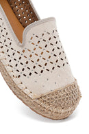 Woman Beige Mesh Suede Espadrilles | Derimod
