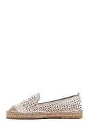 Woman Beige Mesh Suede Espadrilles | Derimod