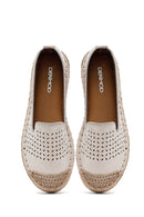 Woman Beige Mesh Suede Espadrilles | Derimod