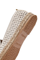 Woman Beige Mesh Suede Espadrilles | Derimod