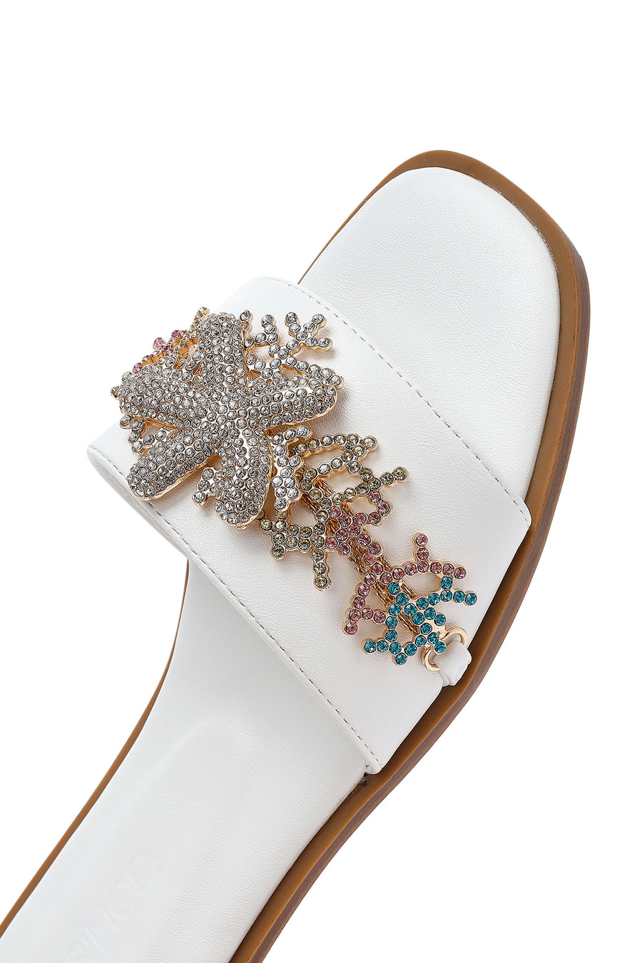 Women's White Stone Slippers